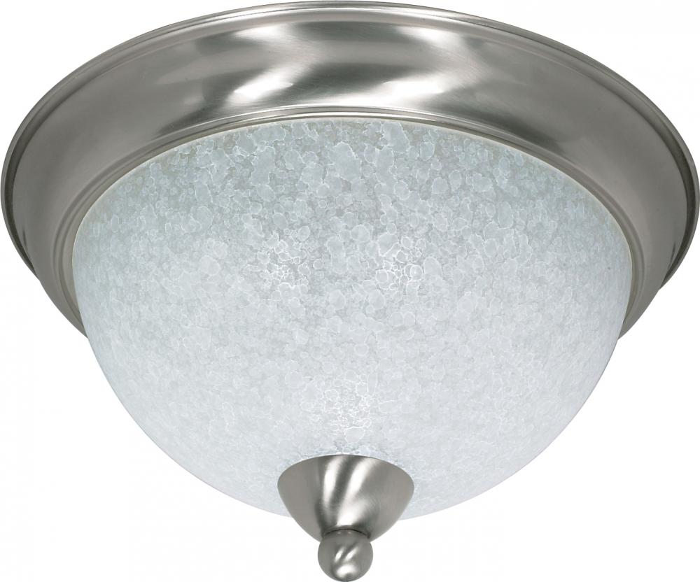 3-Light 15&#34; Flush Ceiling Light Fixture in Brushed Nickel Finish with Water Spot Glass