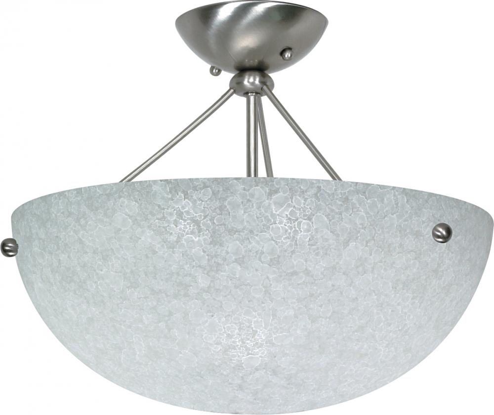 3-Light 16&#34; Semi Flush Ceiling Light Fixture in Brushed Nickel Finish with Water Spot Glass
