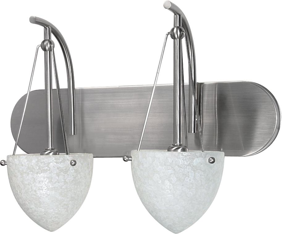 2-Light 18&#34; Wall Mounted Vanity Fixture in Brushed Nickel Finish with Water Spot Glass