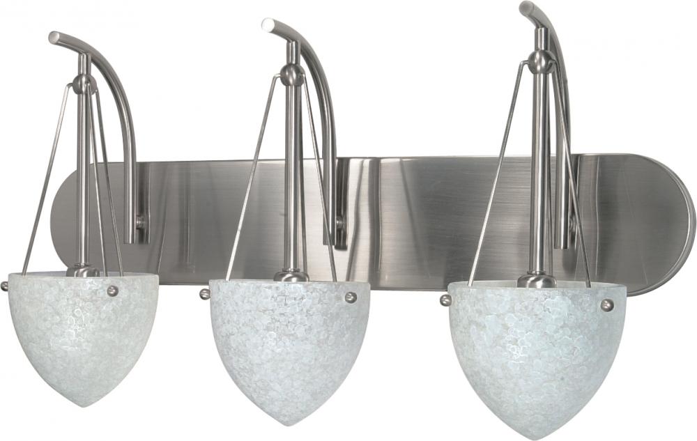 3-Light 24&#34; Wall Mounted Vanity Fixture in Brushed Nickel Finish with Water Spot Glass