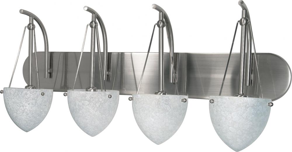 4-Light 30&#34; Wall Mounted Vanity Fixture in Brushed Nickel Finish with Water Spot Glass