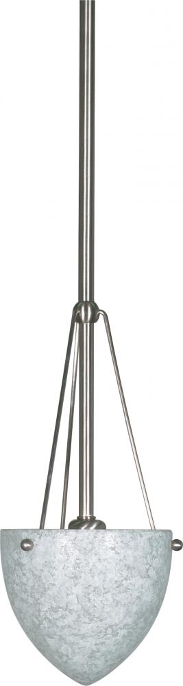 1-Light 6&#34; Mini Pendant with Hang-Straight Canopy in Brushed Nickel Finish with Water Spot Glass