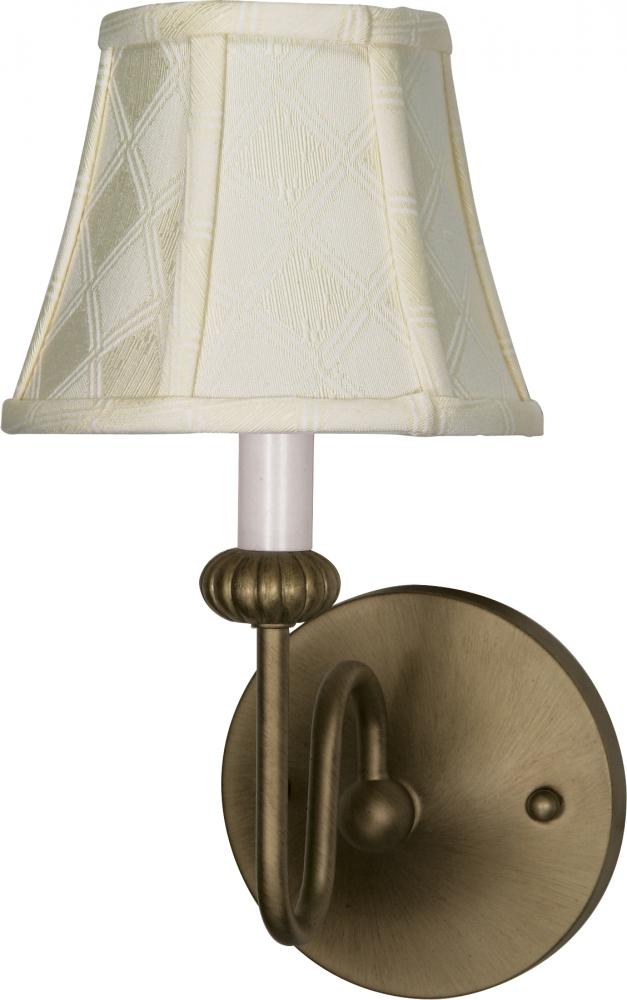 1-Light 6&#34; Wall Sconce in Flemish Gold Finish with Ecru Diamond Shades