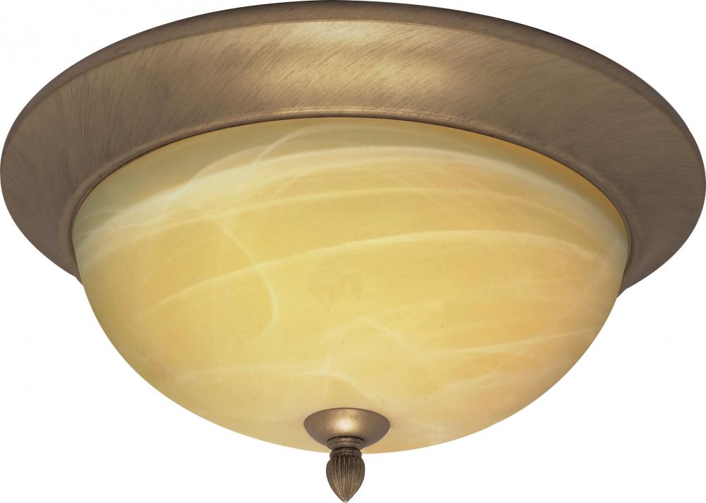 3-Light 15&#34; Flush Mount Ceiling Light Fixture in Flemish Gold Finish with Gold Washed Alabaster