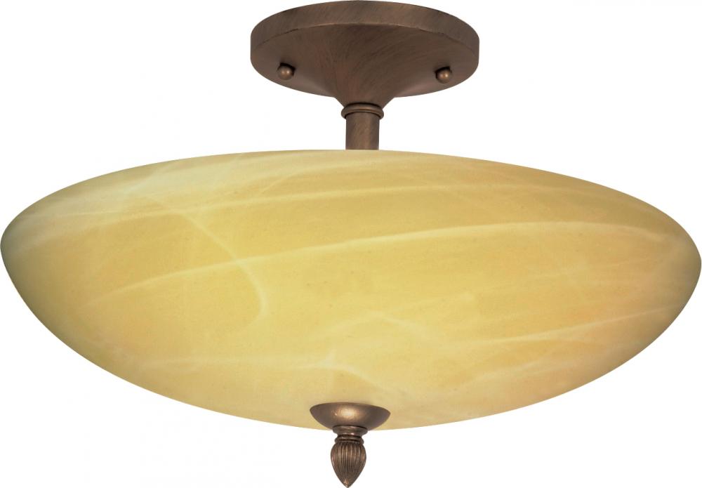 3-Light 16&#39;&#39; Semi Flush Mount Ceiling Light Fixture in Flemish Gold Finish with Gold Washed