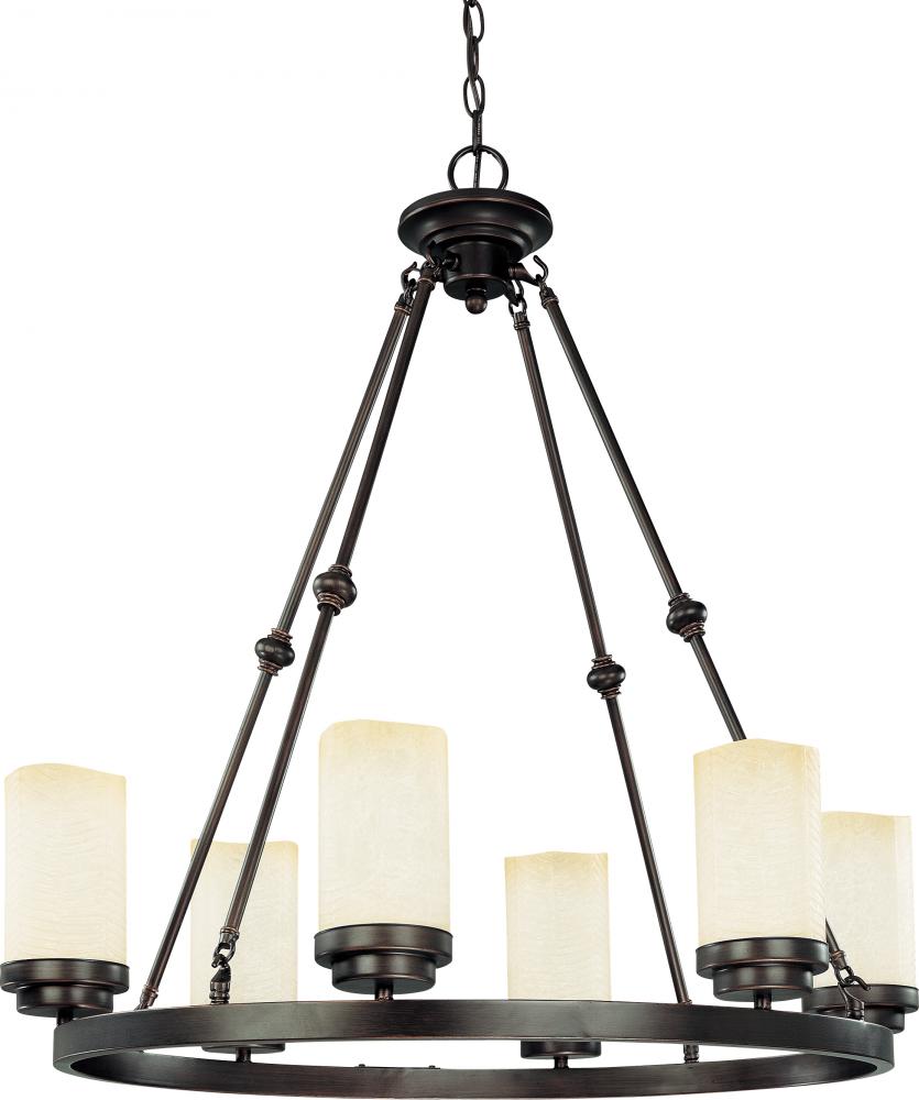 Lucern ES - 6 Light 26&#34; Oval w/ Saddle Stone Glass - (6) 13w GU24 Lamps Included