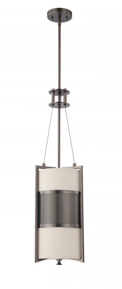 Diesel - 1 Light Vertical Pendant with Khaki Fabric Shade - Hazel Bronze Finish