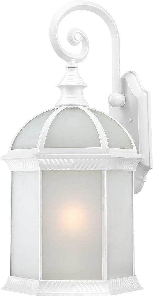 1-Light 16&#34; Outdoor Wall Sconce in White Finish with Frosted Beveled Glass and (1) 18W GU24 Base