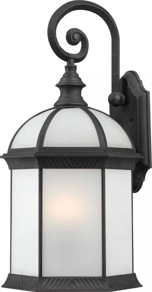 1-Light 16&#34; Outdoor Wall Sconce in Textured Black Finish with Frosted Beveled Glass and (1) 18W