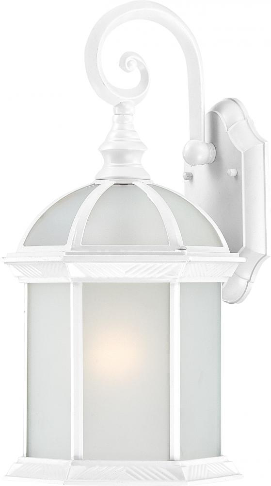 1-Light 19&#34; Outdoor Wall Sconce in White Finish with Frosted Beveled Glass and (1) 26W GU24 Base