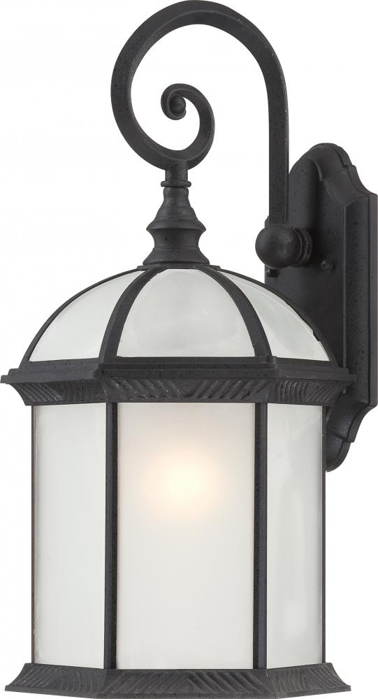 1-Light 19&#34; Outdoor Wall Sconce in Textured Black Finish with Frosted Beveled Glass and (1) 26W