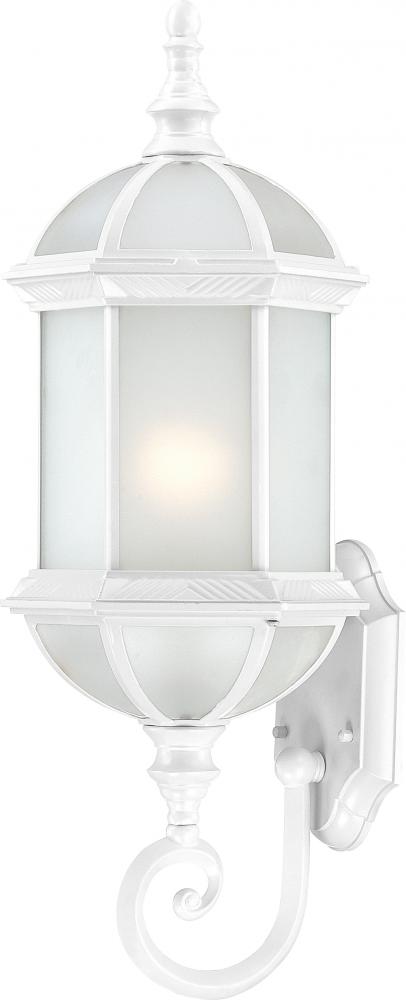 1-Light 22&#34; Outdoor Wall Lantern in White Finish with Frosted Glass and (1) 18W GU24 Base Light