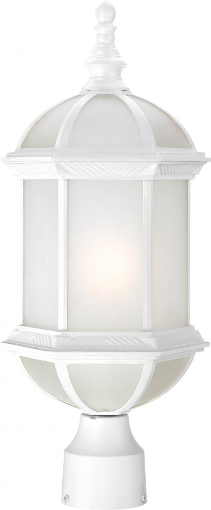 1-Light 19&#34; Outdoor Post Lantern in White Finish with Frosted Glass and (1) 18W GU24 Base Light