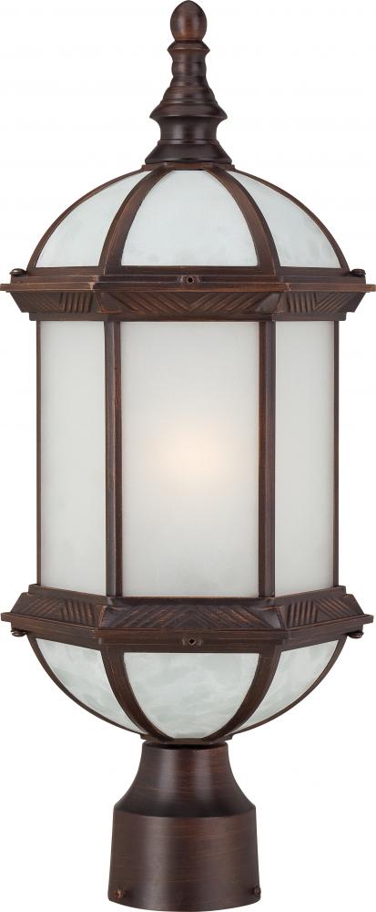 1-Light 19&#34; Outdoor Post Lantern in Rustic Bronze Finish with Frosted Glass and (1) 18W GU24