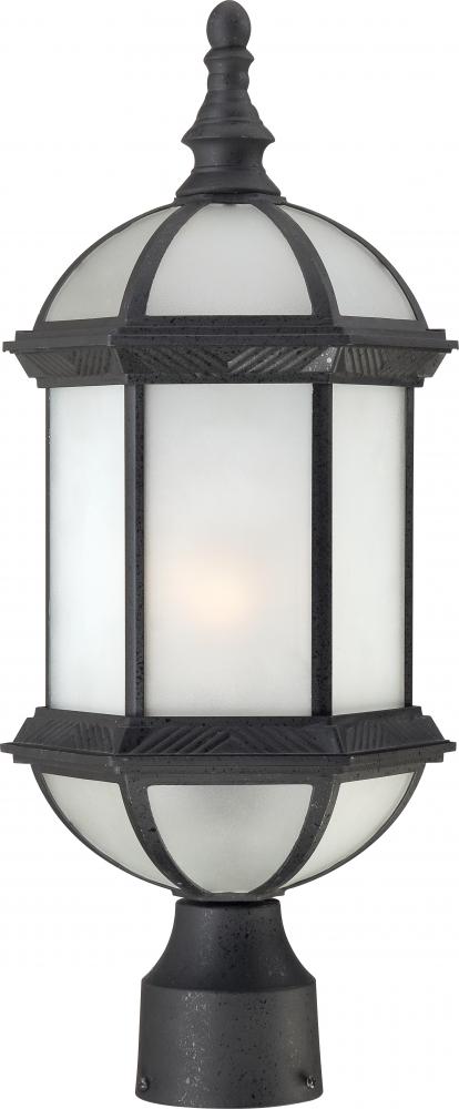 1-Light 19&#34; Outdoor Post Lantern in Textured Black Finish with Frosted Glass and (1) 18W GU24