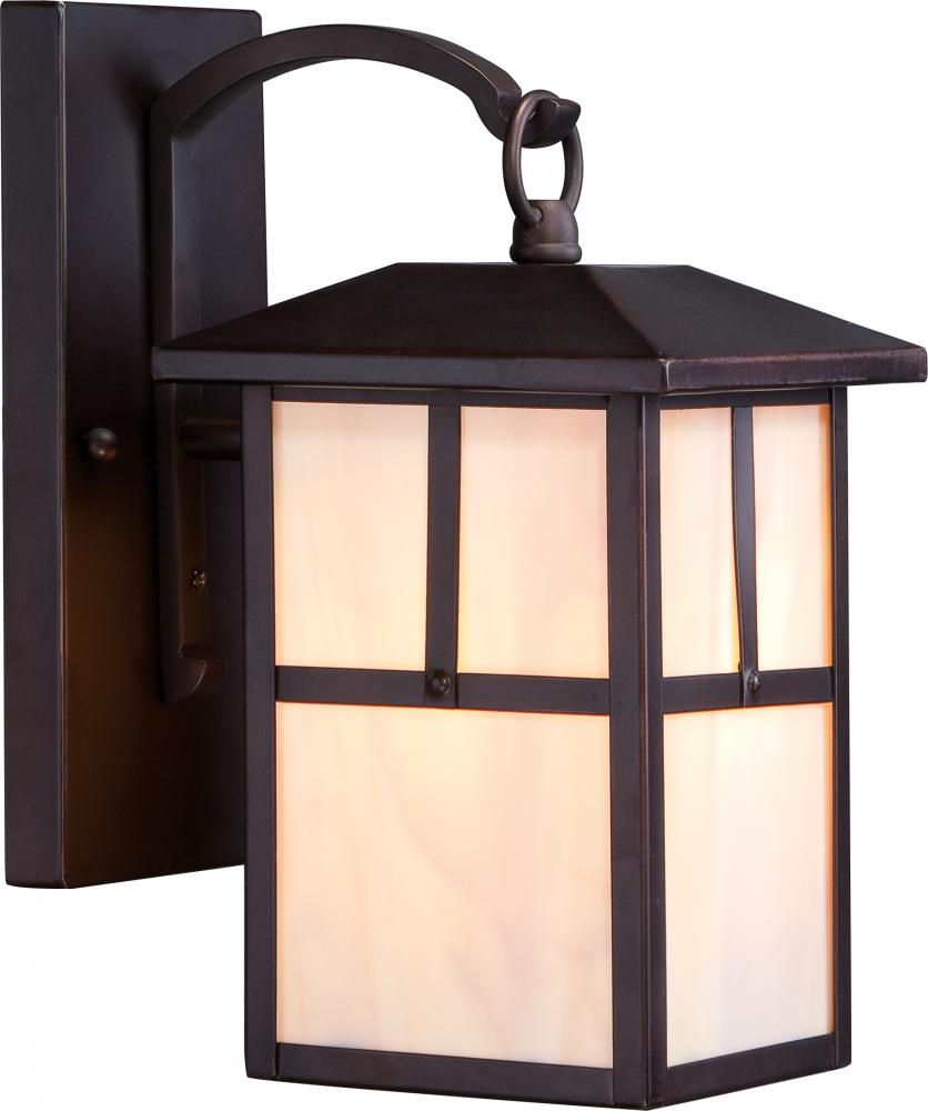 Tanner - 1 Light - 6&#34; Wall Lantern with Honey Stained Glass - Claret Bronze Finish