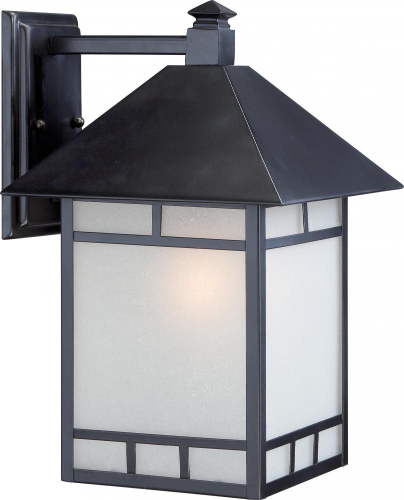 1-Light 10&#34; Wall Mounted Outdoor Fixture in Stone Black Finish and Frosted Seeded Glass