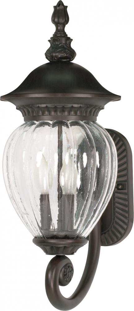 Balun - 3 Light - 22&#34; - Wall Lantern - Arm Up w/ Clear Melon Seed Glass