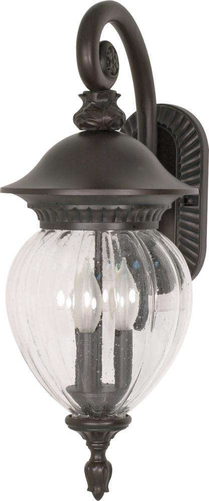Balun - 3 Light - 22&#34; - Wall Lantern - Arm Down w/ Clear Melon Seed Glass