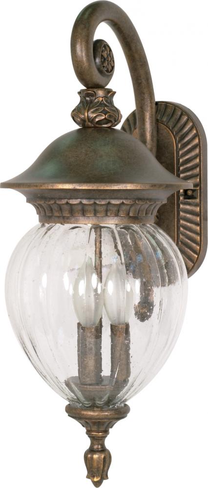 Balun - 3 Light - 22&#34; - Wall Lantern - Arm Down w/ Clear Melon Seed Glass