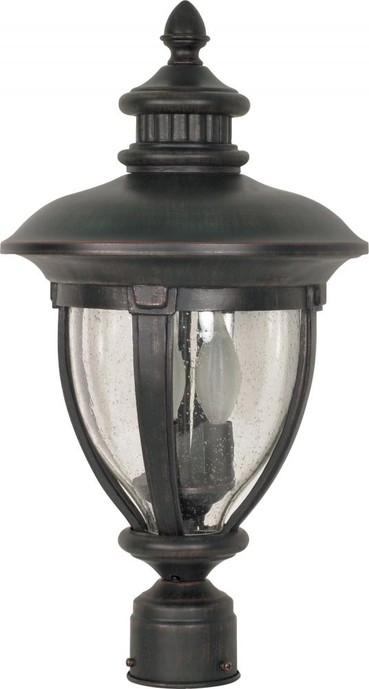 Galeon - 3 Light - 20&#34; - Post Lantern - w/ Clear Seed Glass