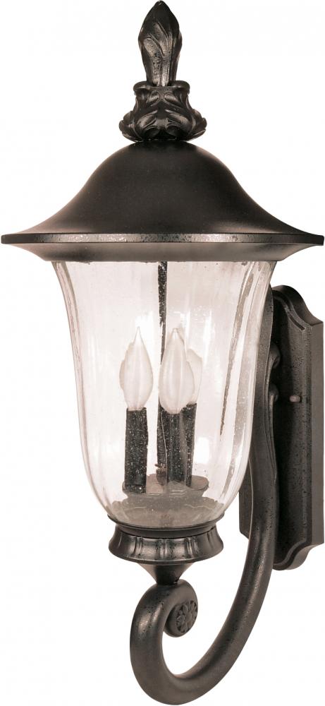 Parisian - 3 Light - 29&#34; - Wall Lantern - Arm Up with Fluted Seed Glass
