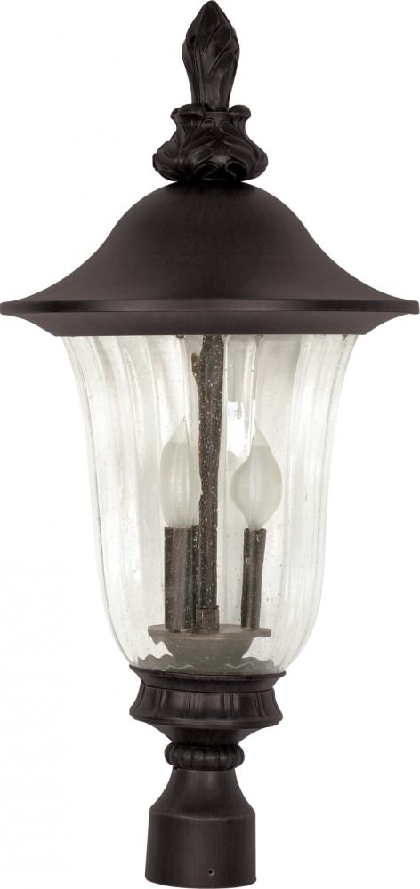 Parisian - 3 Light - 27&#34; - Post Lantern - with Fluted Seed Glass