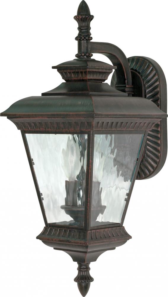 Charter - 2 Light - 22&#34; - Wall Lantern - Arm Down w/ Clear Water Glass