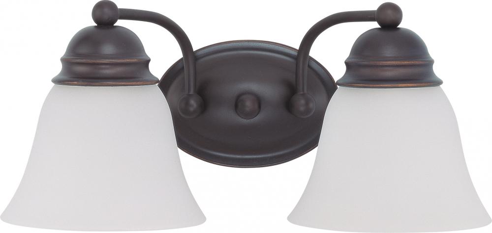 2 Light - Empire LED 15&#34; Vanity Wall Fixture - Mahogany Bronze Finish - Frosted Glass - Lamps