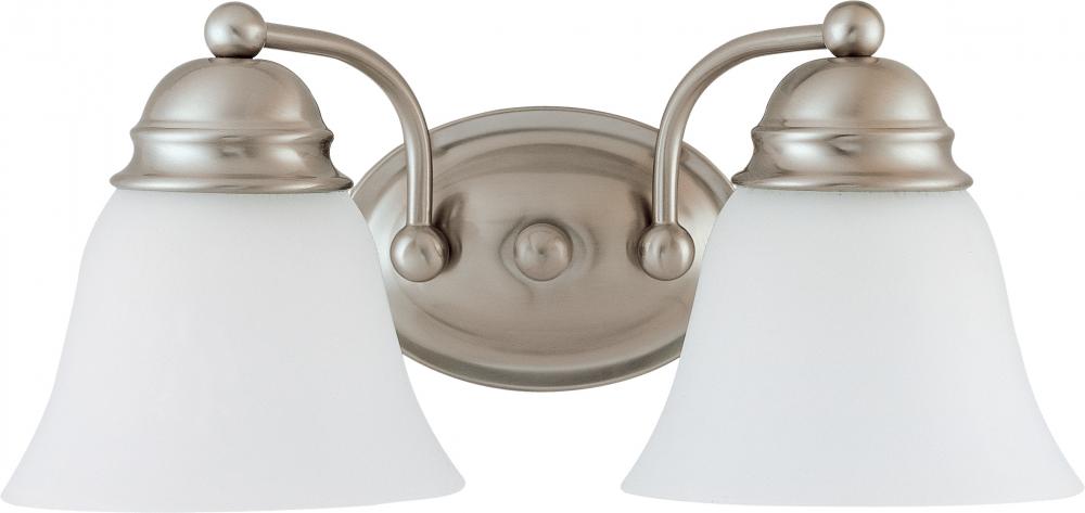 2 Light - Empire LED 15&#34; Vanity Wall Fixture - Brushed Nickel Finish - Frosted Glass - Lamps