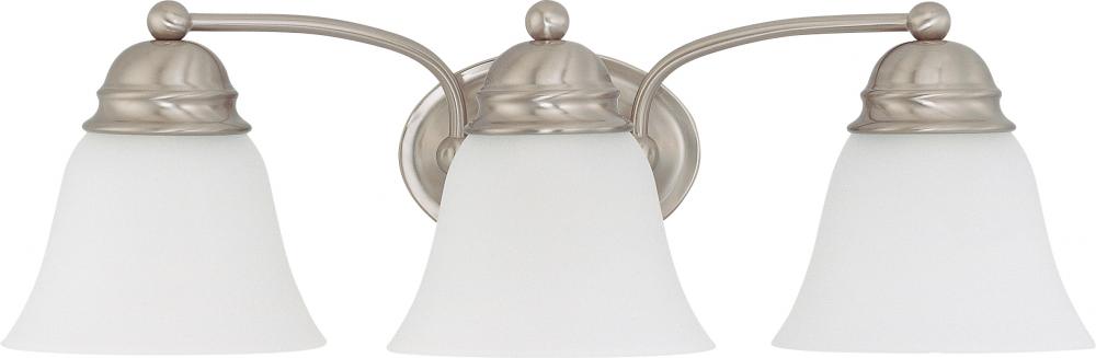 3 Light - Empire LED 21&#34; Vanity Wall Fixture - Brushed Nickel Finish - Frosted Glass - Lamps
