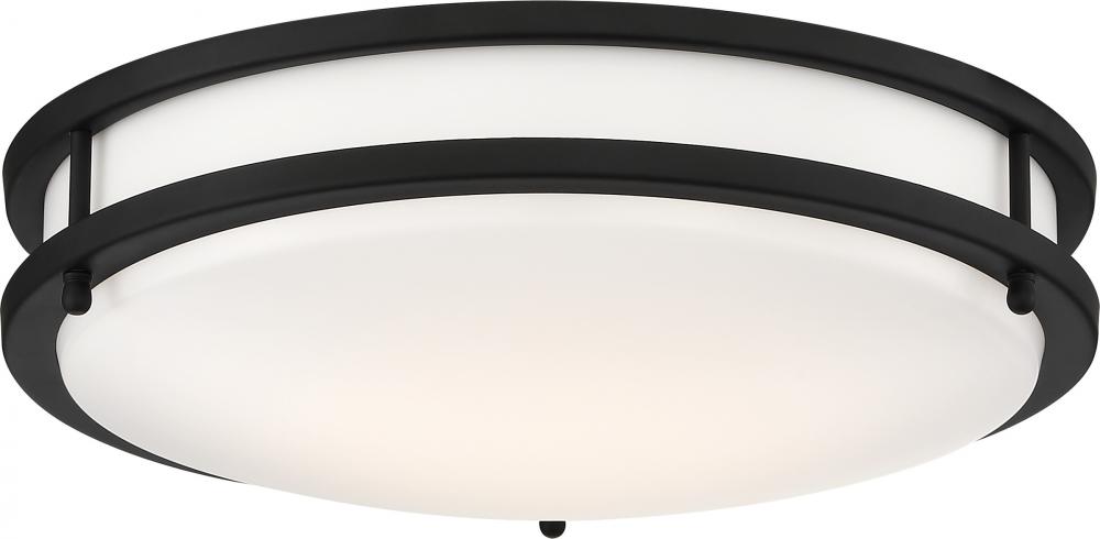 Glamour LED - 13&#34; - Flush with White Acrylic Lens - Black Finish