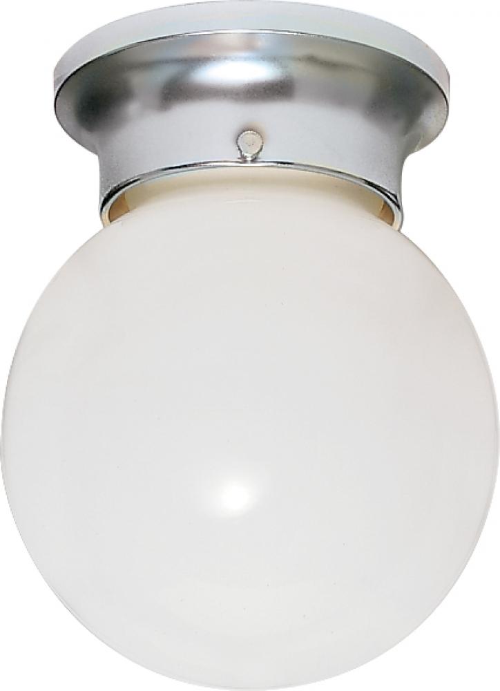 1 Light - 6&#34; Flush with White Glass - Polished Chrome Finish