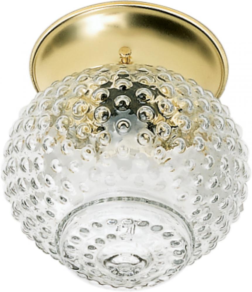 1 Light - 6&#34; - Ceiling Fixture - Clear Hobnail Squat Ball