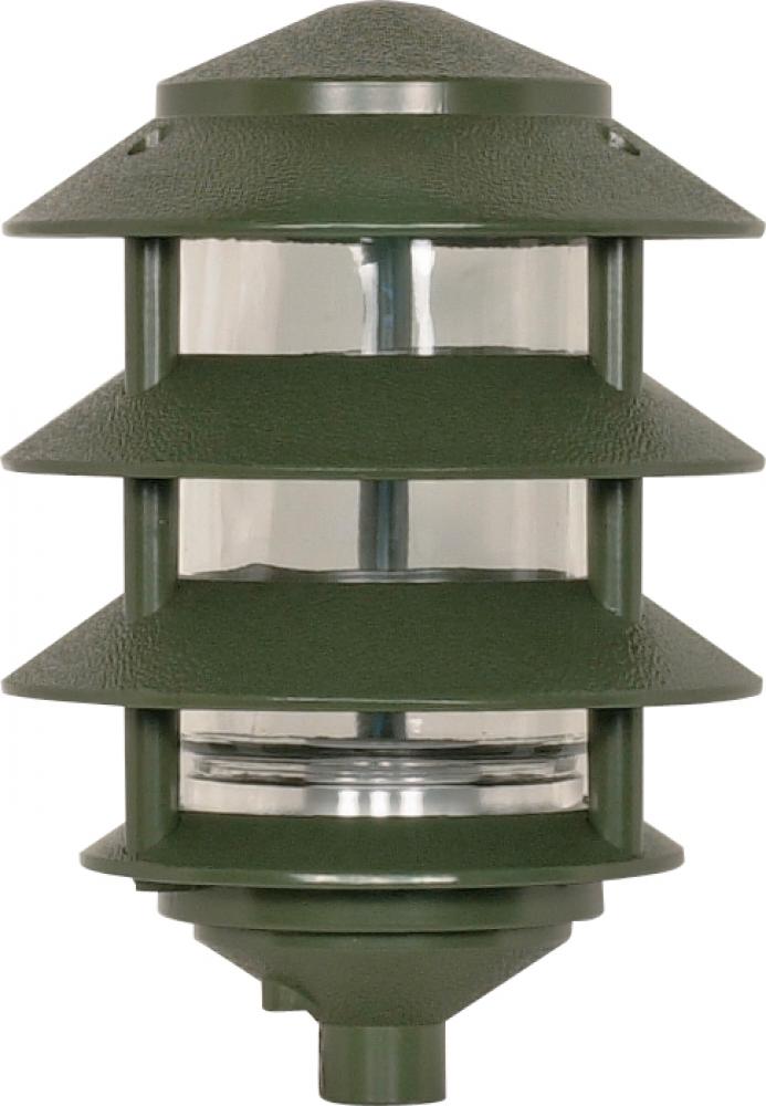 1 Light - 9&#34; Pathway Light - Three Louver - Small Hood - Green Finish