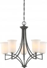 Nuvo 60/6375 - Chester - 5 Light Chandelier with White Glass - Iron Black with Brushed Nickel Accents