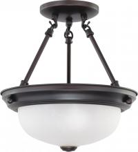 Nuvo 62/1016 - 2 Light - LED 11" Semi-Flush Fixture - Mahogany Bronze Finish - Frosted Glass - Lamps Included
