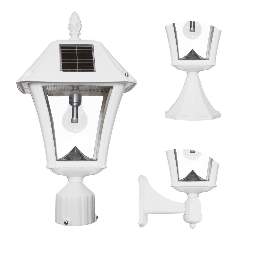 Baytown II Bulb Solar Light with GS Light Bulb- Wall/Pier/3&#34; Fitter Mounts -White