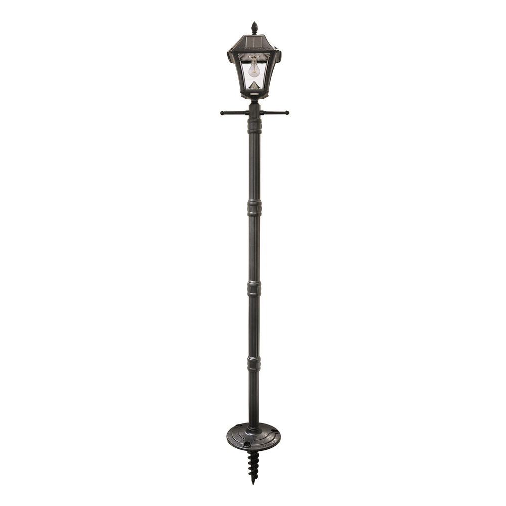 Baytown II Bulb Solar Lamp Post with EZ Anchor - Black Finish