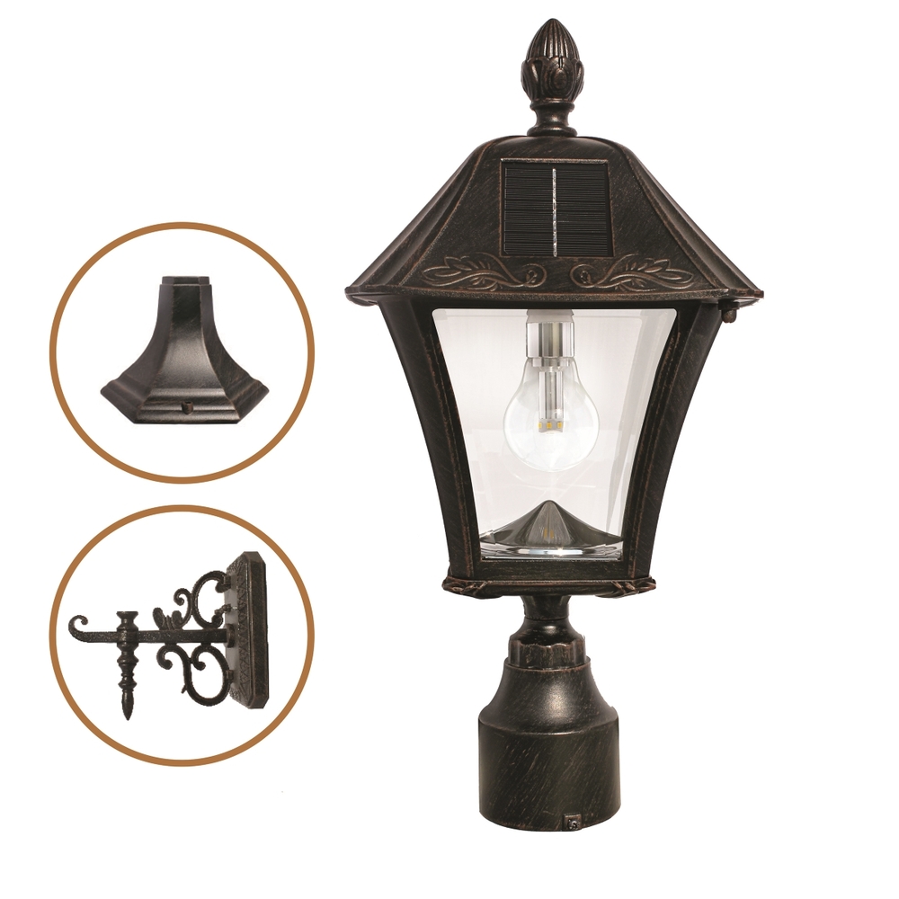 Baytown Bulb Solar Light with GS Solar LED Light Bulb Wall Pier 3 Inch Fitter Mounts Brushed Bronze