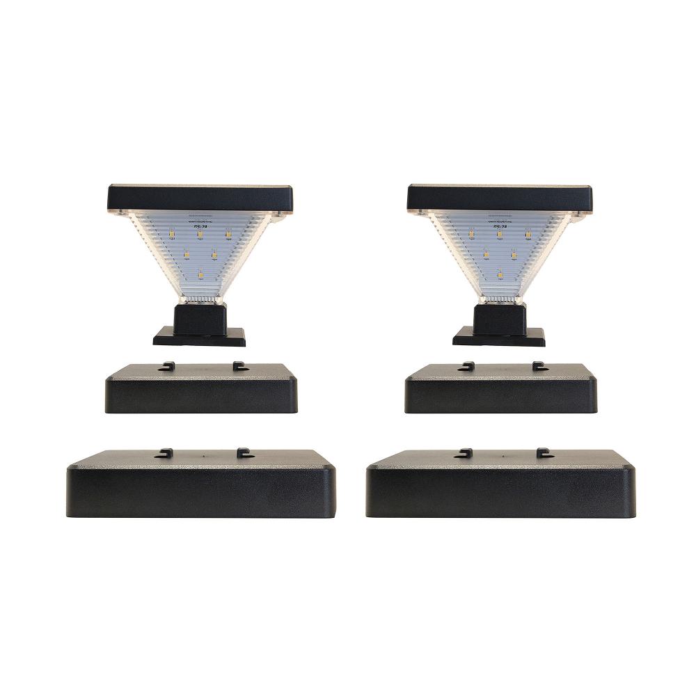 Luxor Solar Post Cap Light  Black 2 PK