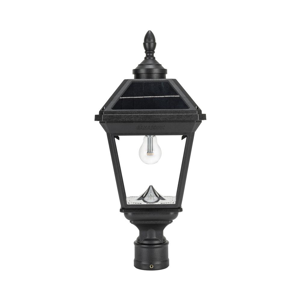 Imperial Bulb II Solar Post Light with 3&#34; Fitter - Black