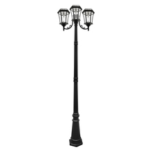 Gama Sonic 94B003 - Victorian Bulb Triple Headed Solar Lamp Post with GS Solar LED Light Bulb - Black Finish