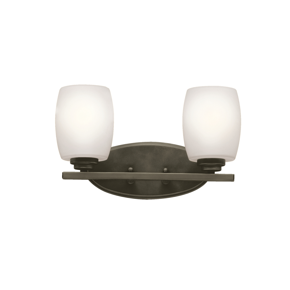 Eileen 14.25&#34; 2 Light Vanity Light with Satin Etched Cased Opal Glass in Olde Bronze®