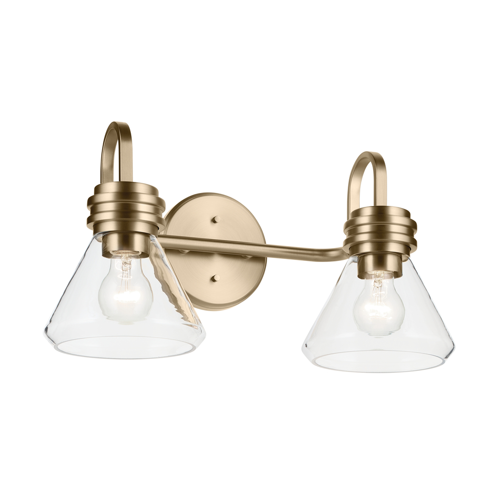 Farum 19.25&#34; 2-Light Vanity Light with Clear Glass in Champagne Bronze