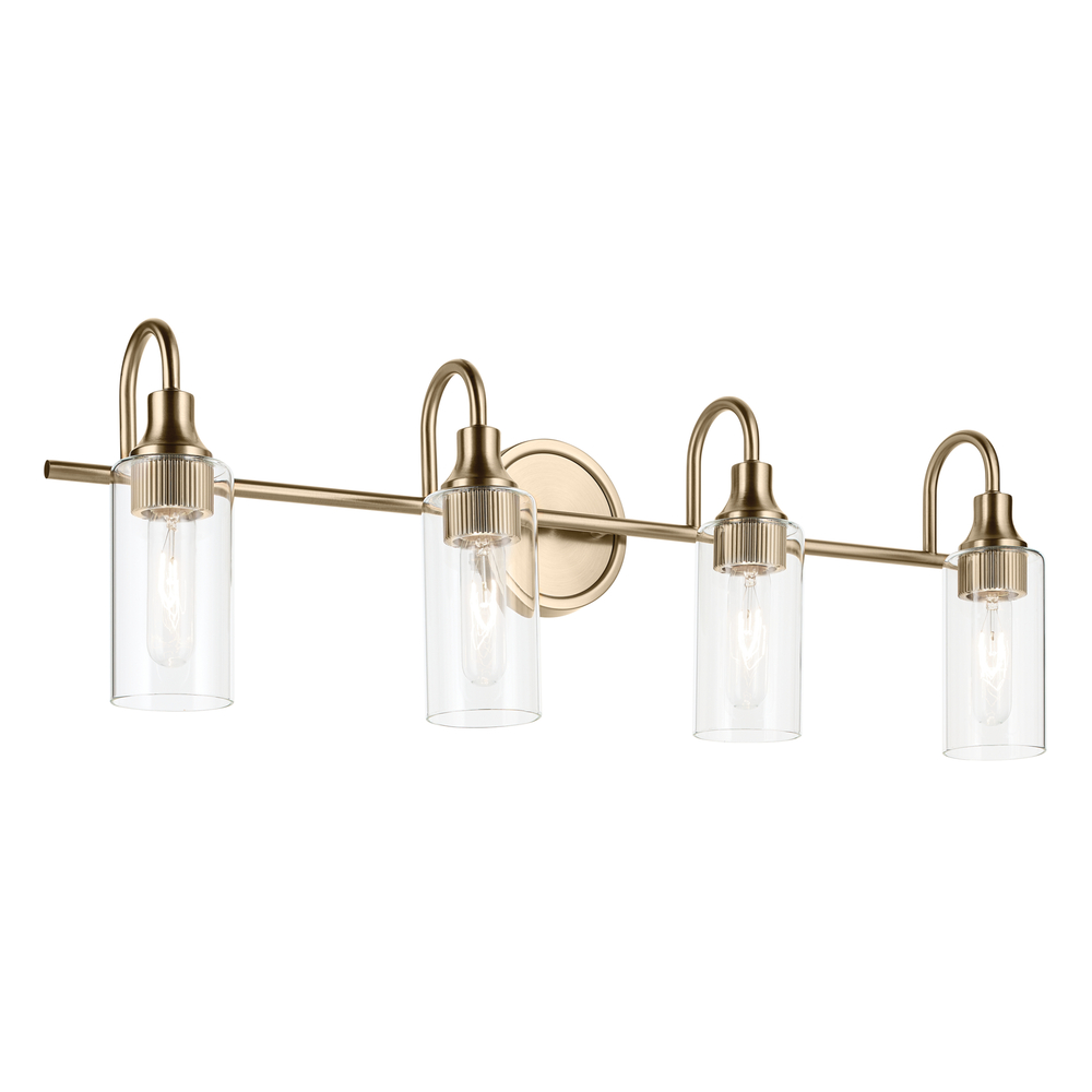 Kavi 31.5&#34; 4-Light Vanity Light with Clear Glass in Champagne Bronze