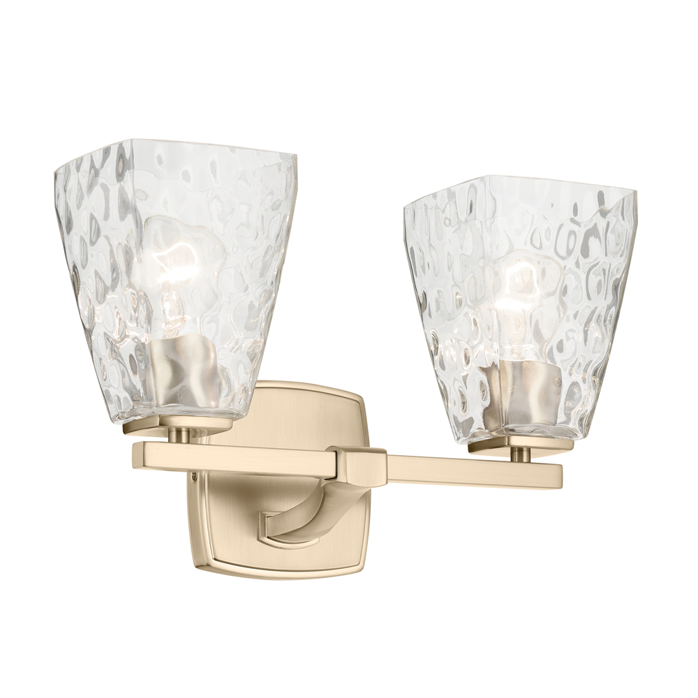 Marant 14.25&#34; 2-Light Vanity Light with Clear Water Glass in Champagne Bronze