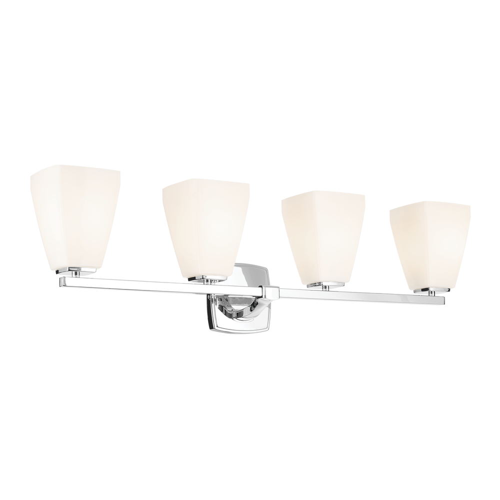 Marant 33.25&#34; 4-Light Vanity Light with Opal Glass in Chrome