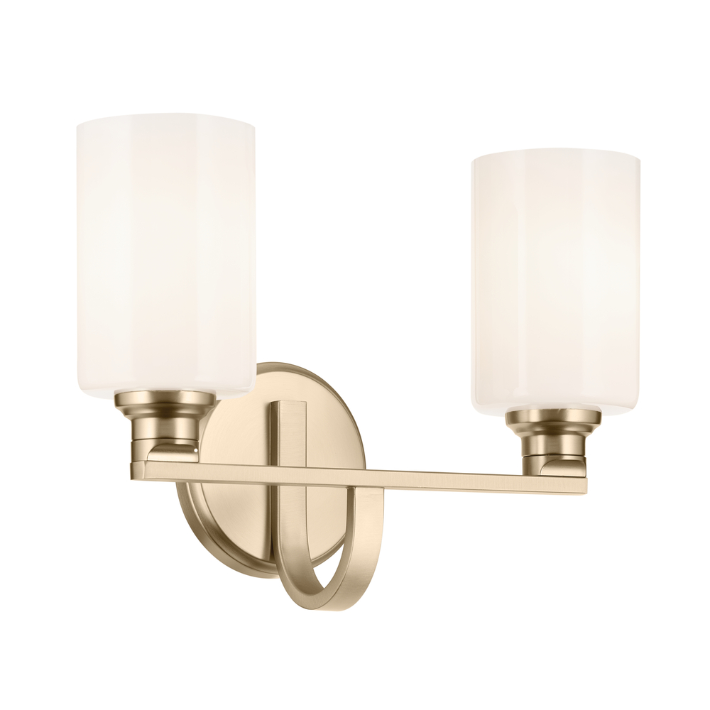 Gioe 14.25&#34; 2-Light Vanity Light with Opal Glass in Champagne Bronze