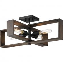 Progress P350269-31M - Boundary 24 in. Four-Light Matte Black Roasted Chicory Semi Flush
